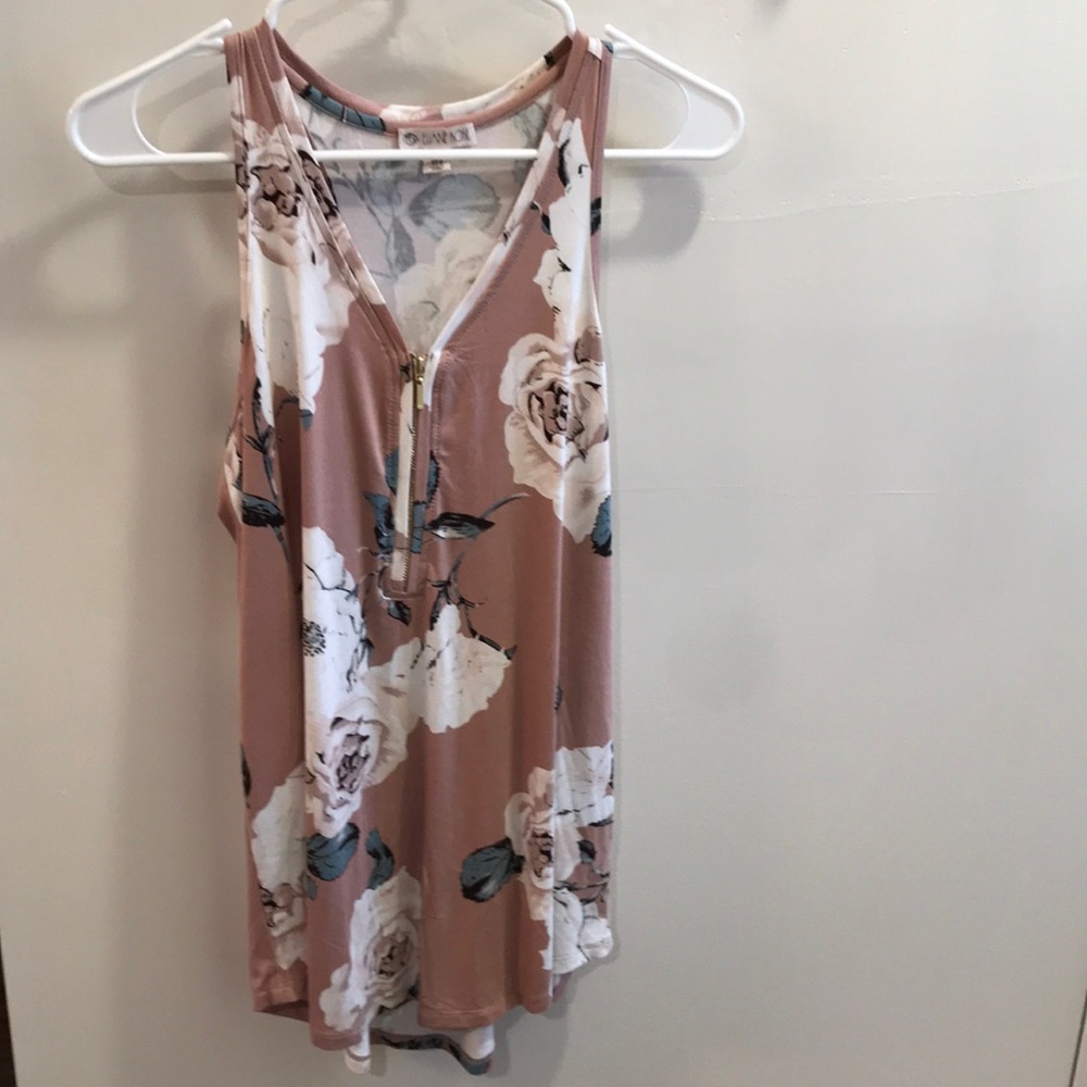 Floral zippered tank